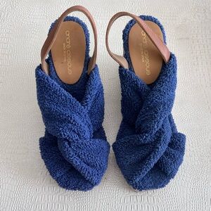 ANDRE ASSOUS Women's Gertie Slingback Wedge Espadrille Sandal Navy - 7